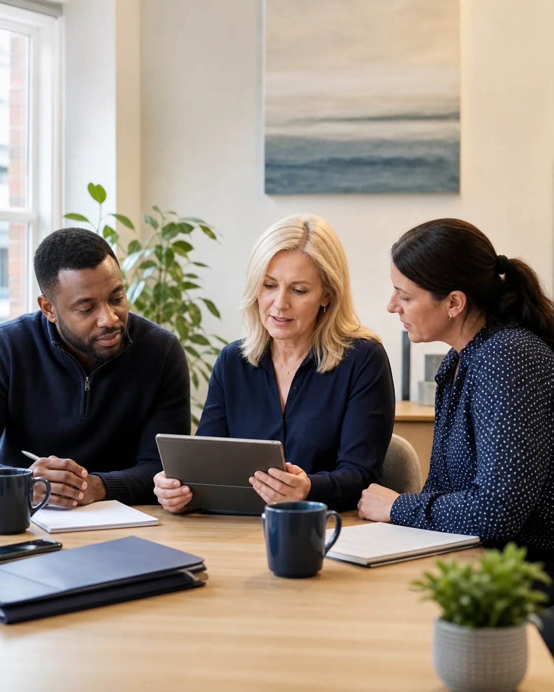 A home care agency leadership team reviewing a growth plan